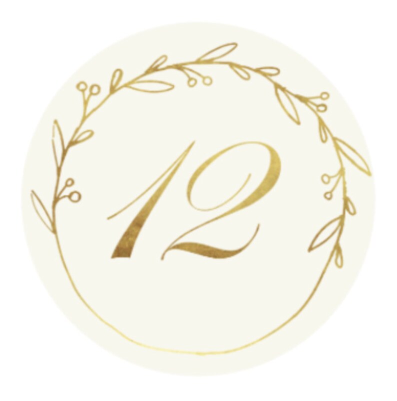 Set Of Gold Wreath Round Table Numbers Single Or Double Sided Circle Number Cards Free