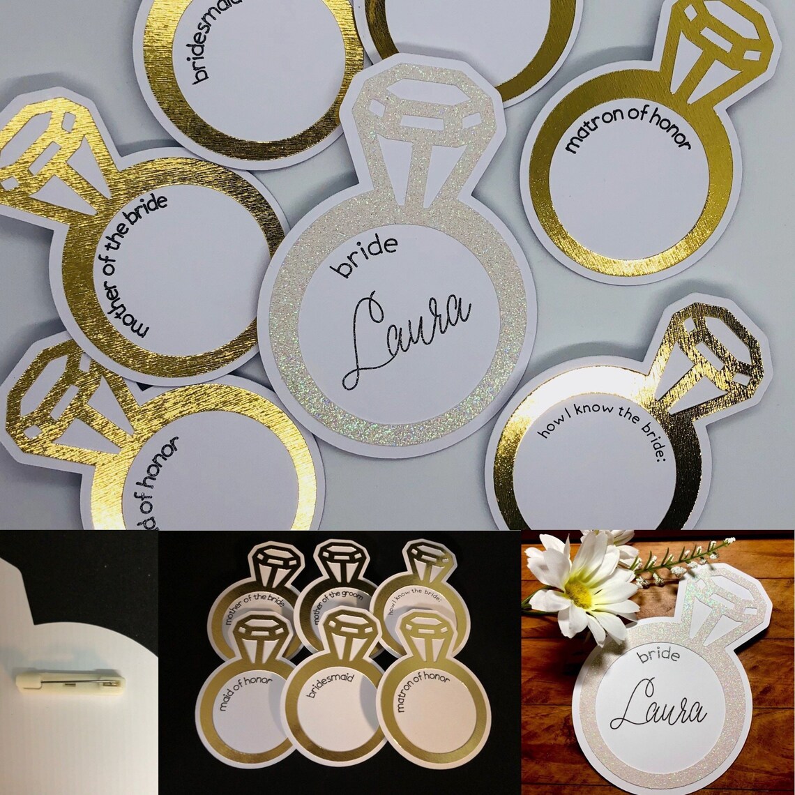 Bridal Shower Tags Personalized Bride Name Tag Wedding Etsy