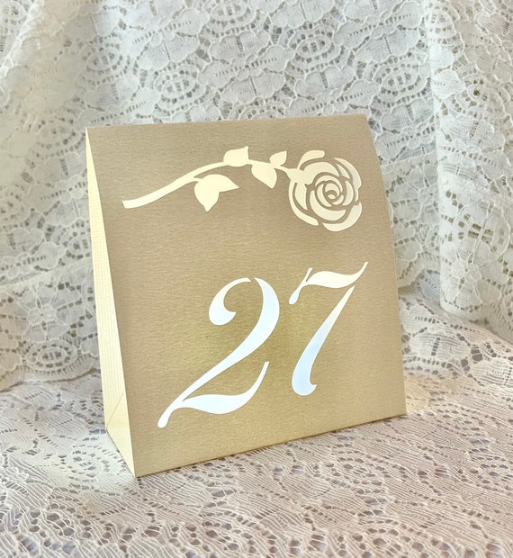 ROSE Wedding Table Number luminaries for your Spring or Summer Wedding will set the mood and glow with a romantic light.