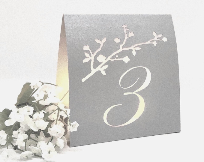Blossom Branch Table Number Luminary: Elegant Wedding Decor