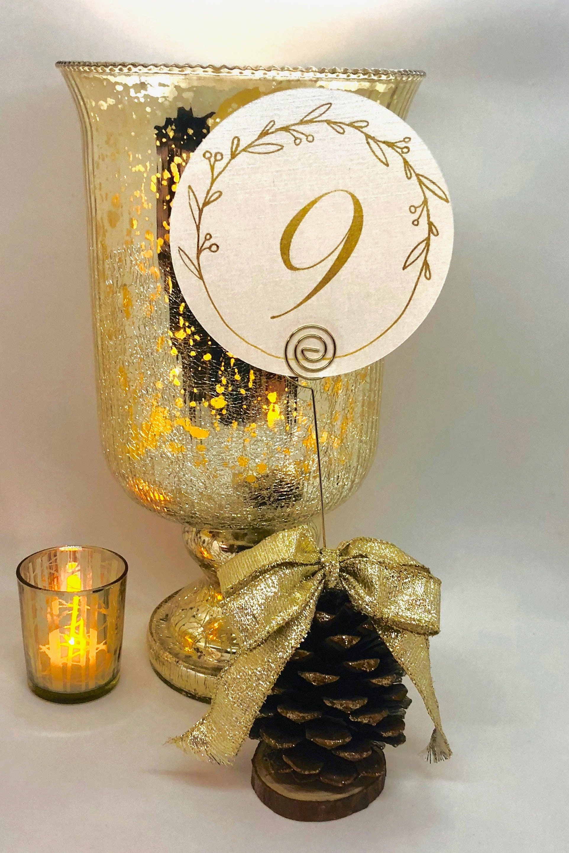 Set Of Gold Wreath Round Table Numbers