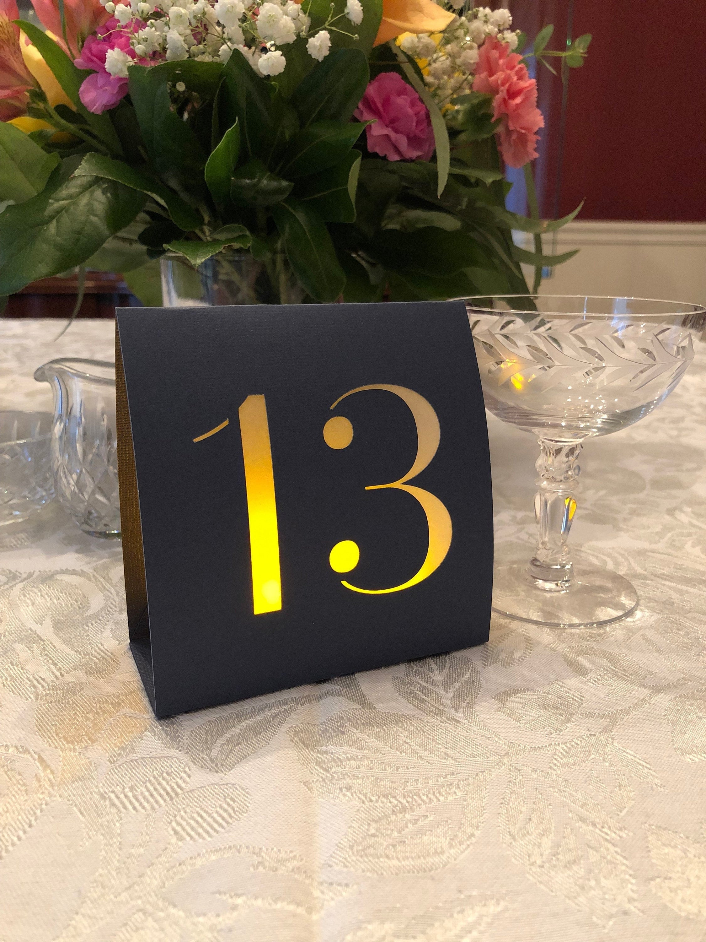 WEDDING Table Numbers • Table Number Luminaries • Elegant Table Décor