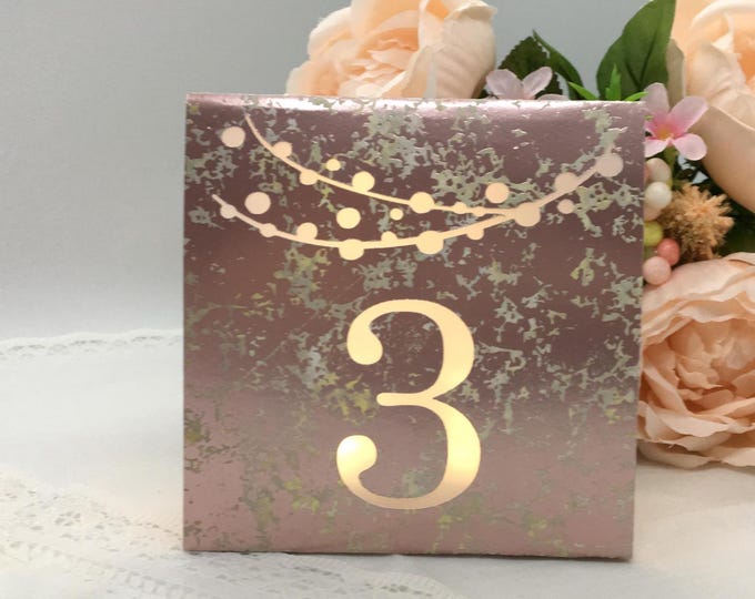 String of Lights Table Numbers made with foil mercury glass cardstock