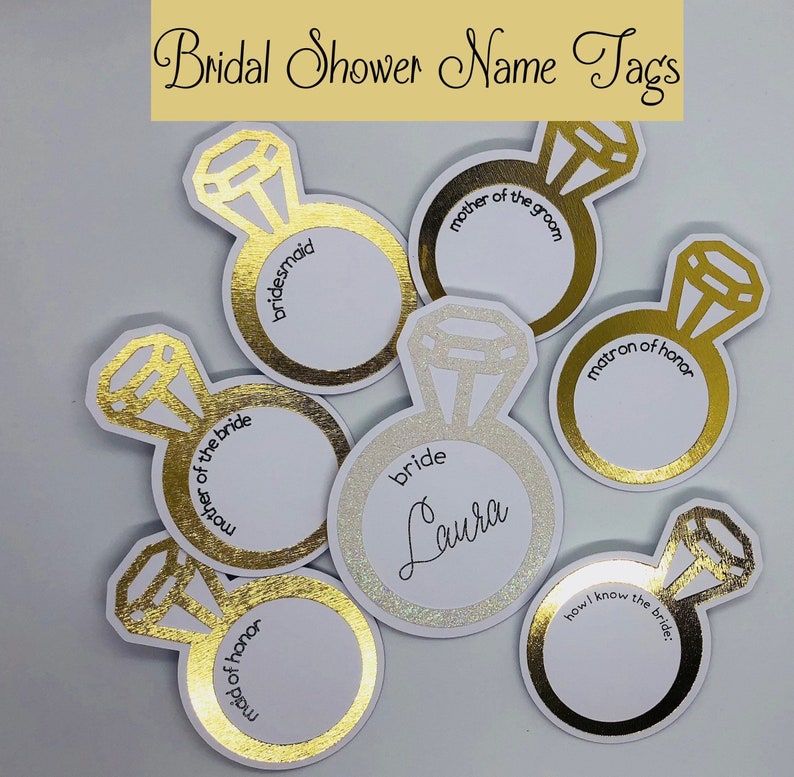 Bridal Shower Tags Personalized Bride Name Tag Wedding Etsy