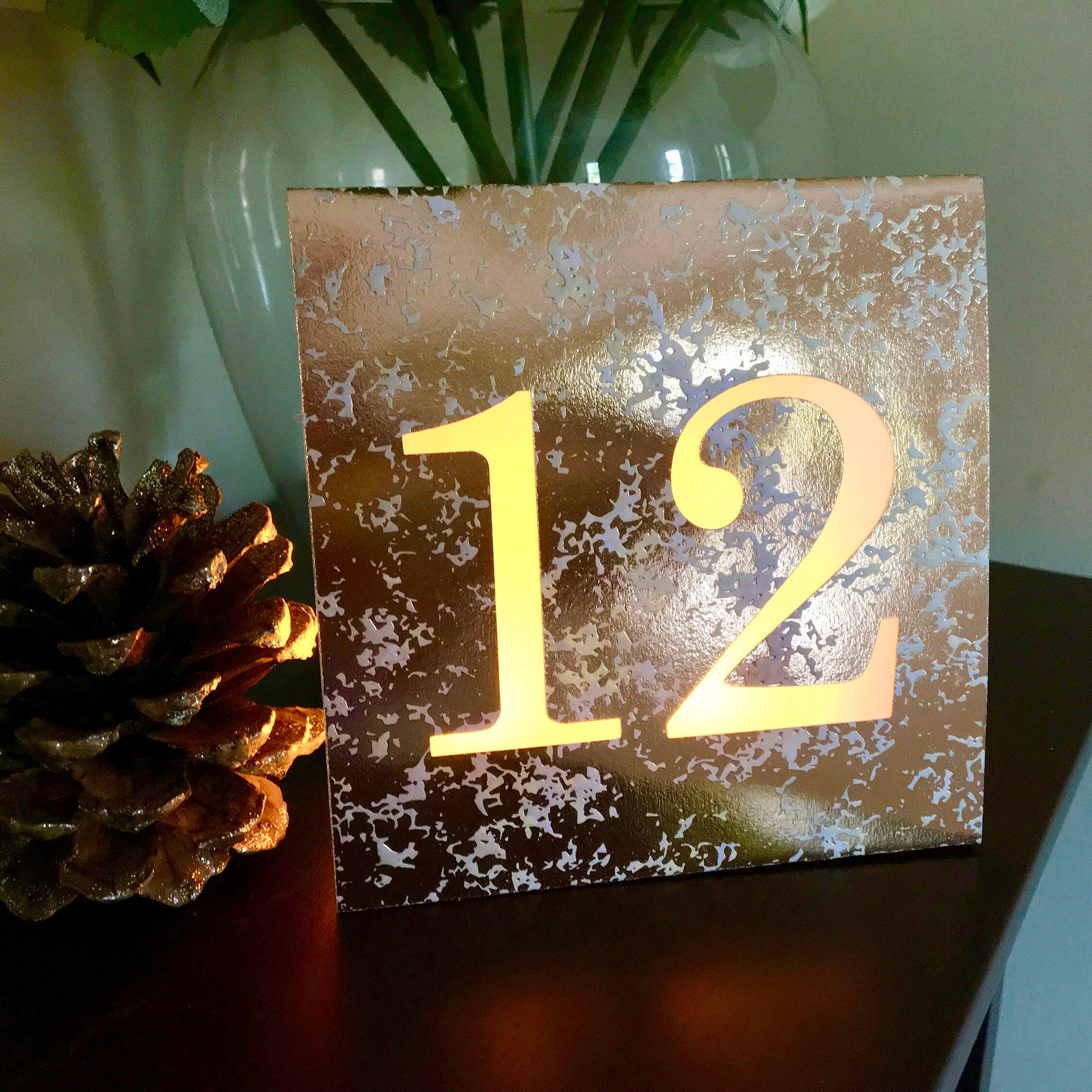 BIG Numbers MERCURY glass table numbers • Gold, Silver, RED, Rose