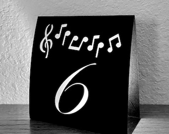 Music Note Table Number Luminaries: Musical Wedding Reception Decor