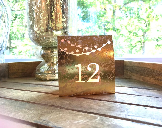 String of Lights Table Numbers made with foil mercury glass cardstock