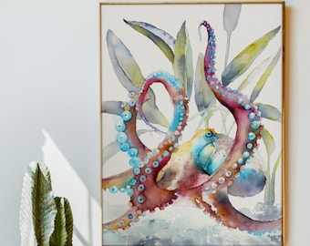 Ocean-Inspired Matte Vertical Posters, Nautical Art, Octopus Wall Art, Marine Life Home Decor, Coastal Vibes Prints, Aquarium Education