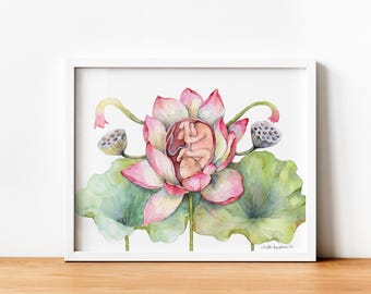 Beautiful and Symbolic Artwork about Pregnancy and Motherhood, Great Gift for New Moms, Baby Shower, New Parents, Midwife, Obgyn Doctor