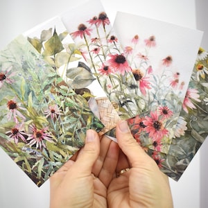 Tarjetas florales, tarjetas de acuarela, tarjetas en blanco, tarjetas de felicitación, tarjetas de acuarela, tarjetas plegables con sobres