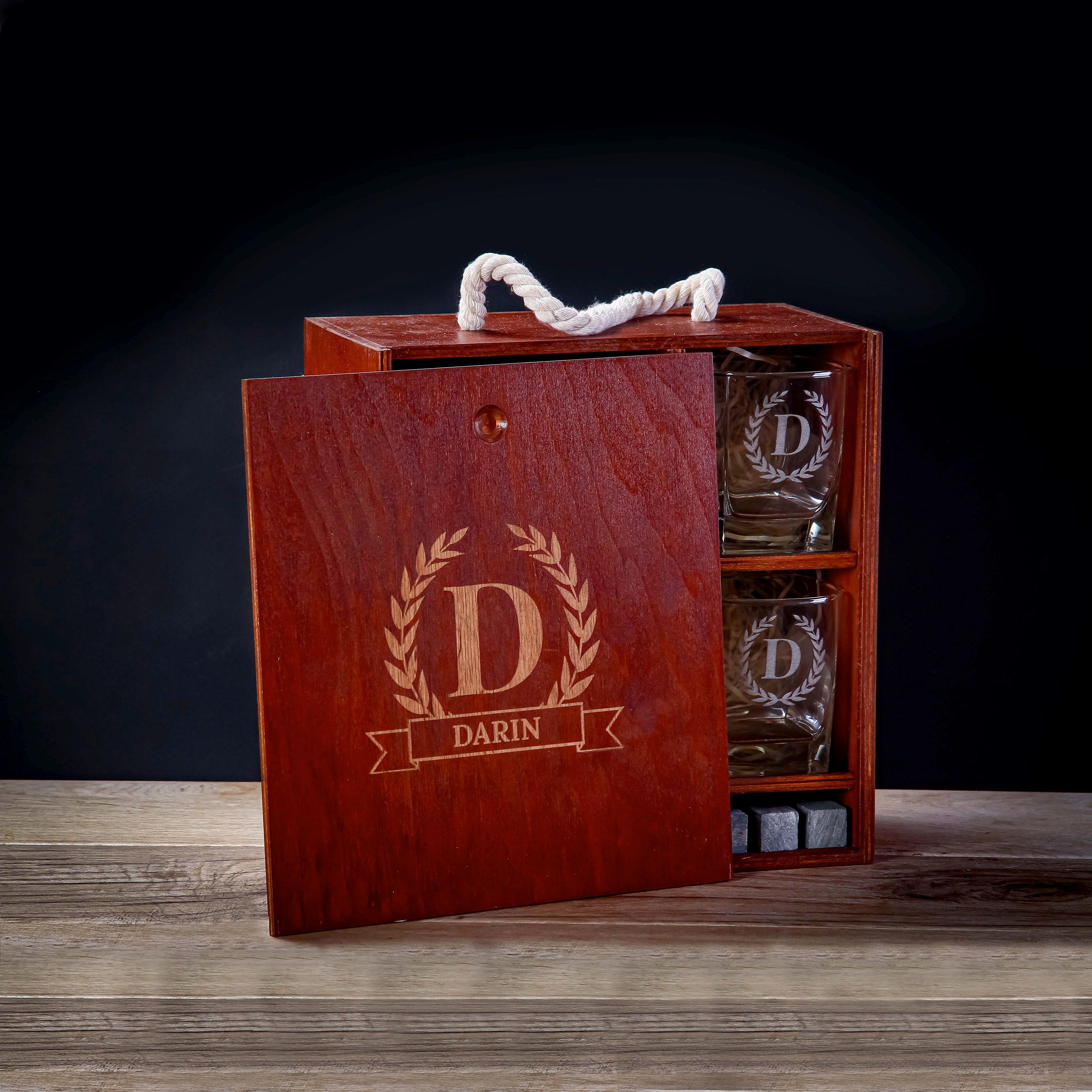 Personalized Whiskey Decanter Set with Wood BoxGroomsman | Etsy