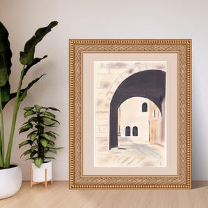 Jerusalem Old City Jewish Quarter Scene, Chalk Pastel Drawing, Limited Edition Prints, Jewish Israel Art, Wall Art, Home Decor, by UK Artist