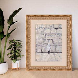 Religious Man at the Kotel, Wailing Wall Jerusalem, Acrylic Painting, Israeli Religious Jewish Art, A4 Size Limited Edition Prints UK Artist