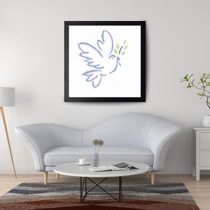 Peace Dove, Oil Pastel Drawing, Signed Limited Edition Prints, Wall Hanging, Judaica Gift, Jewish Home Decor, by Debbie Cowan, in UK