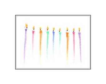 Chanukah/Hanukkah Candles Chalk Pastel Drawing Eighth Night Jewish Festival of Lights Wall Decor Limited Edition Art Prints by UK Artist