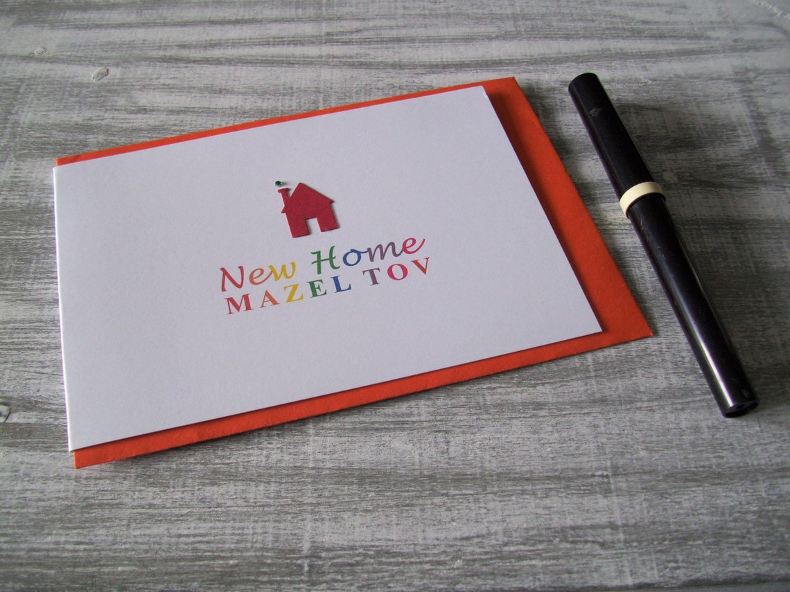 4 X New Home Jewish Greeting Cards, Rainbow Colours, Choice of Designs