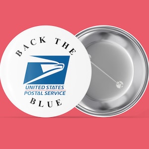 Retour le bleu - USPS - service postal - bouton épingle fait main au dos