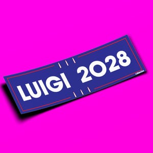 Luigi 2028 - Adesivo per paraurti o magnete 10" x 3" - Impermeabile - Resistente ai raggi UV/graffi