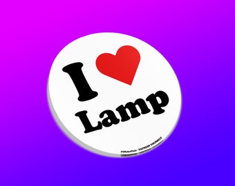 J'aime la lampe - Sticker découpé personnalisé - Fait main sur commande - Bouteille d'eau - Ordinateur portable - Carnet de notes - Voiture - Autocollant pour pare-chocs