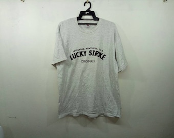 Rare!! Lucky Strike Oroginals  Spellout Big Logo Vintage T-shirt X Large Size Single Stitching ( store P)