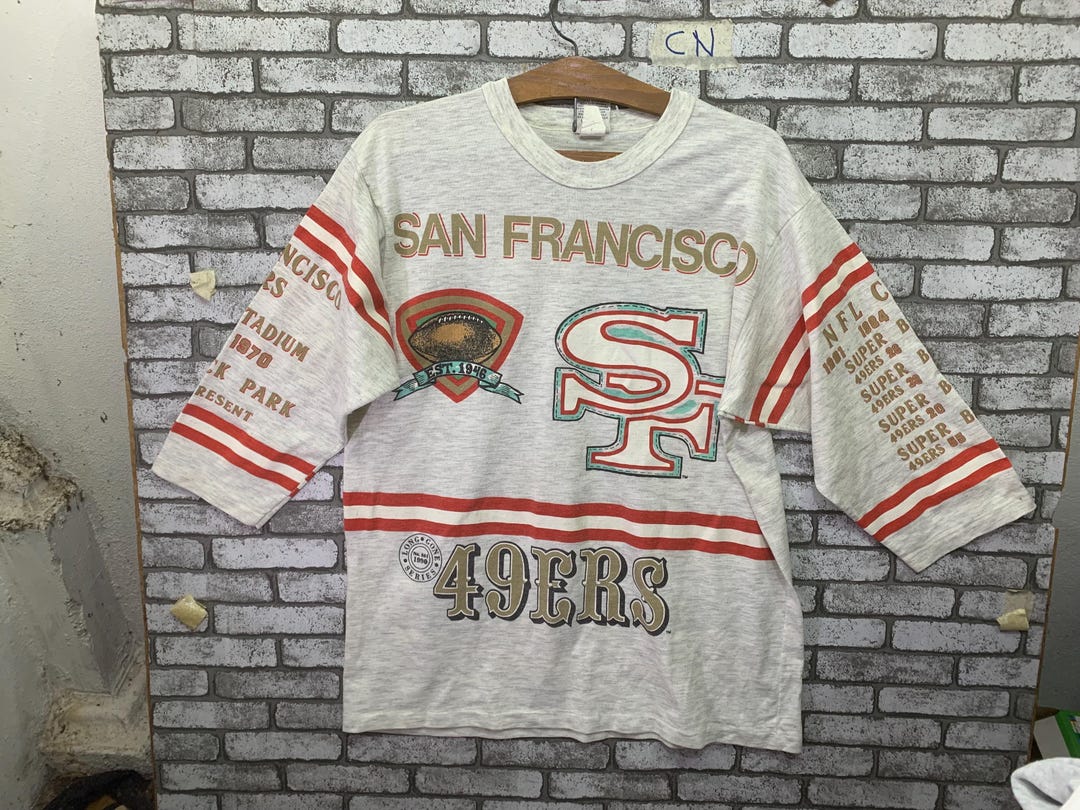 Rare! San Francisco 49ers Nfl 90s Vintage Raglan Jersey 372 Points 1953 ...