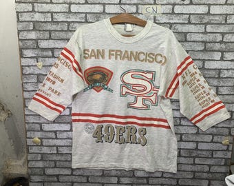 Rare! San Francisco 49ers Nfl 90s Vintage Raglan Jersey 372 Points