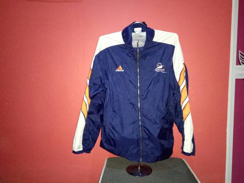 Vintage Adidas World Cup France 98 Italy Spell Out Embroidery windbreaker / swag/ hip hop/ streetwear M size image 1