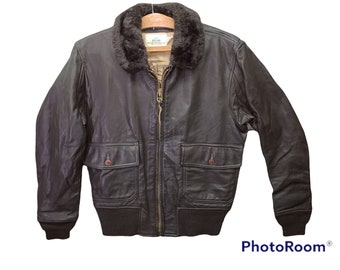 Rare Design Vintage Brand Excelled Us Navy Type G-1 Leather Jacket