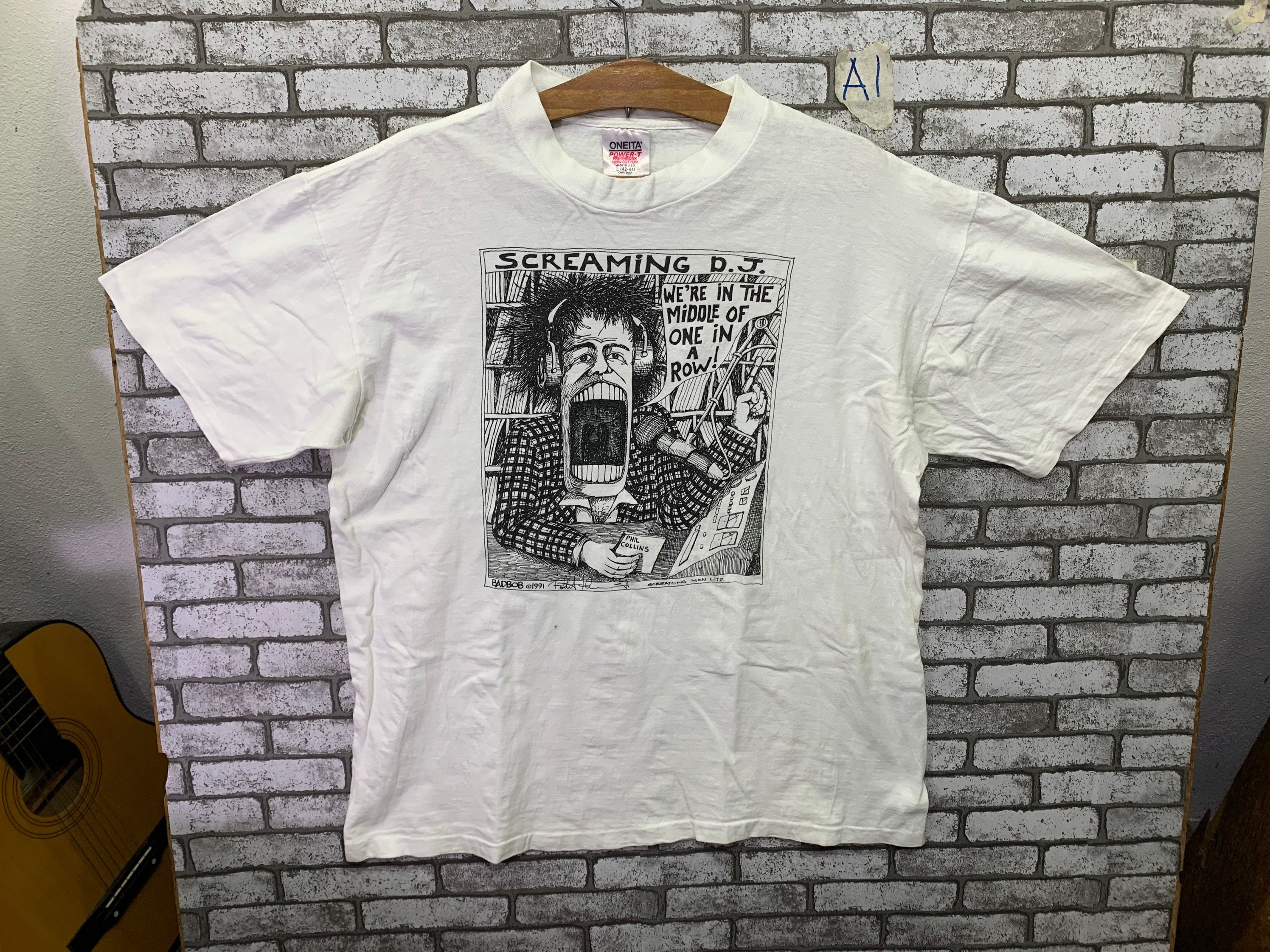 Vintage Screaming DJ Badbob Screaming Man 91 Single Stitching T 