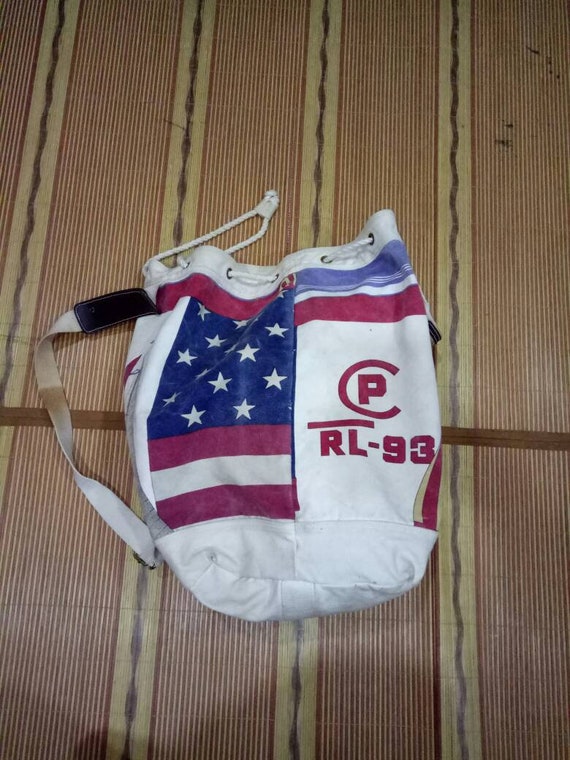 Vintage 1990s RALPH LAUREN Polo RL -93 Striped Duffle Bag Vintage 1990s RALPH LAUREN Polo RL -93 Striped Duffle Bag