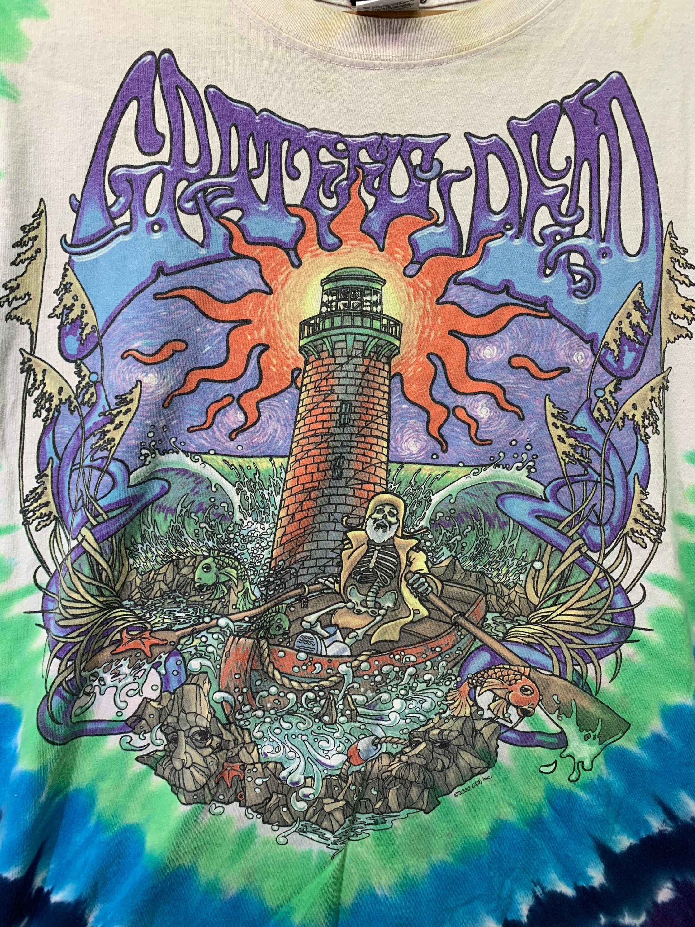 Vintage Grateful Dead 2000 Liquid Blue Tie Dye Pirates Design 
