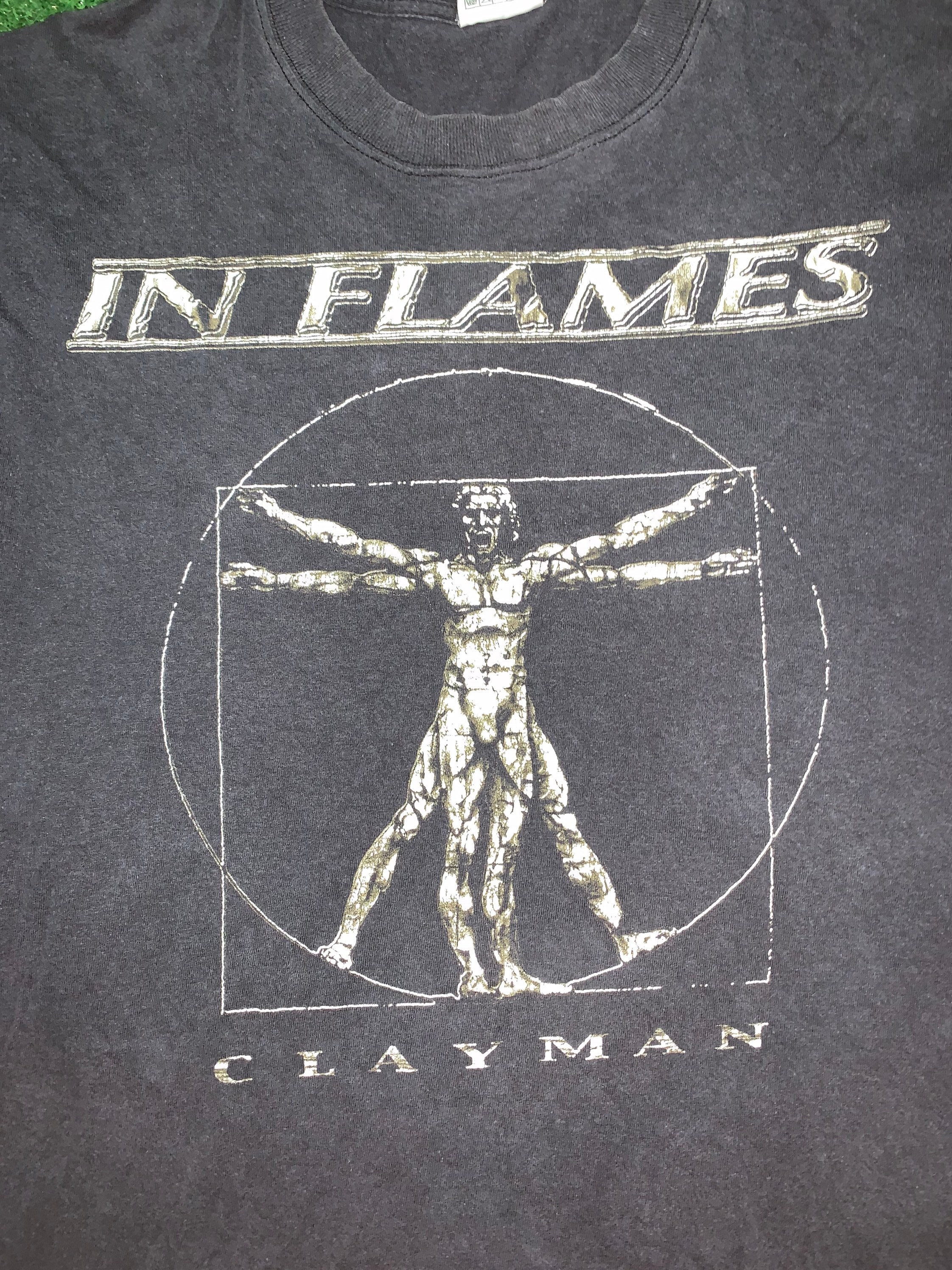 Vintage In Flames T Shirt Men's Band Tee Clayman World Size