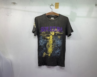 Rare!! Vintage Sepultura Chaos Ad Death Metal Band Brasilian Band 1994 Tour Soulfly Max Cavalera Igor Cavalera t-shirt S