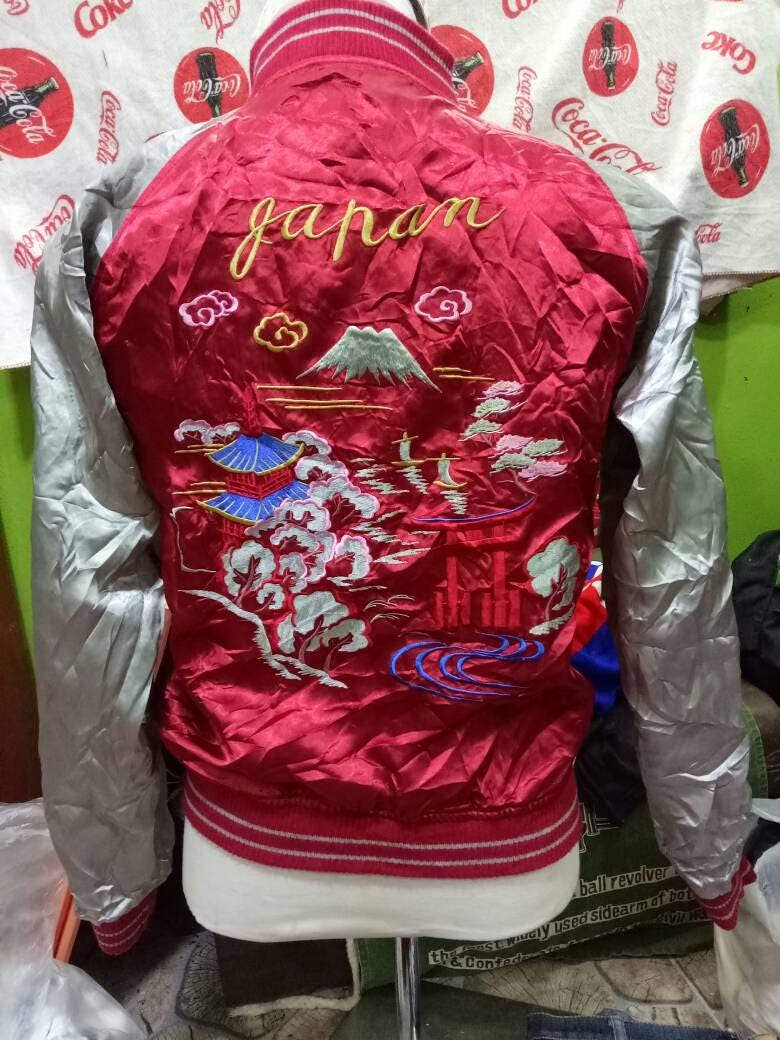 Vintage Sukajan Jacket Rare Embroidery Raijin Mount Fuji