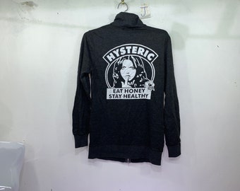 Hysteric Glamour Eat Miele Mantenere sano grande felpa stampata Zipper Bella grafica taglia libera