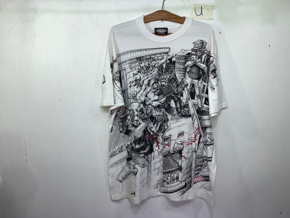 Vintage 90s Conart Rap Tees Brand Hip Hop All Over Print T-shirt 
