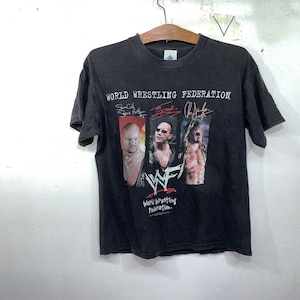 Vintage Stone Cold Steve Austin The Rock Dwayne Johnson Y2J World Wrestling Federation t-shirt L