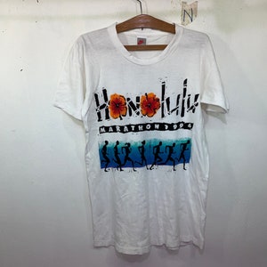 Vintage 1994 Nike Grey Tag Just Do It Honolulu Marathon  Streetwear T-shirt S