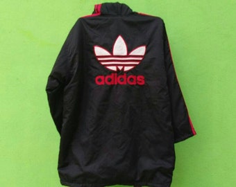 Vintage Adidas Trefoil Big Logo Spellout Jacket Hoodies Swag Hip hop Streetwear Large