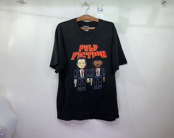 Rare!! Pulp Fiction 90s American Crime Film Quentin Tarantino John Travolta Samuel L Jackson Uma Thurman Bruce Willis Tim Roth t-shirt X L