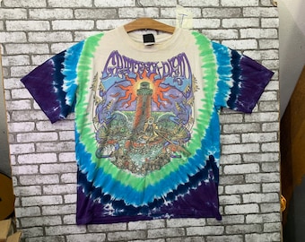 Vintage Grateful Dead 2000 Liquid Blue Tie Dye Pirates Design  American Rock Band t-shirt  L