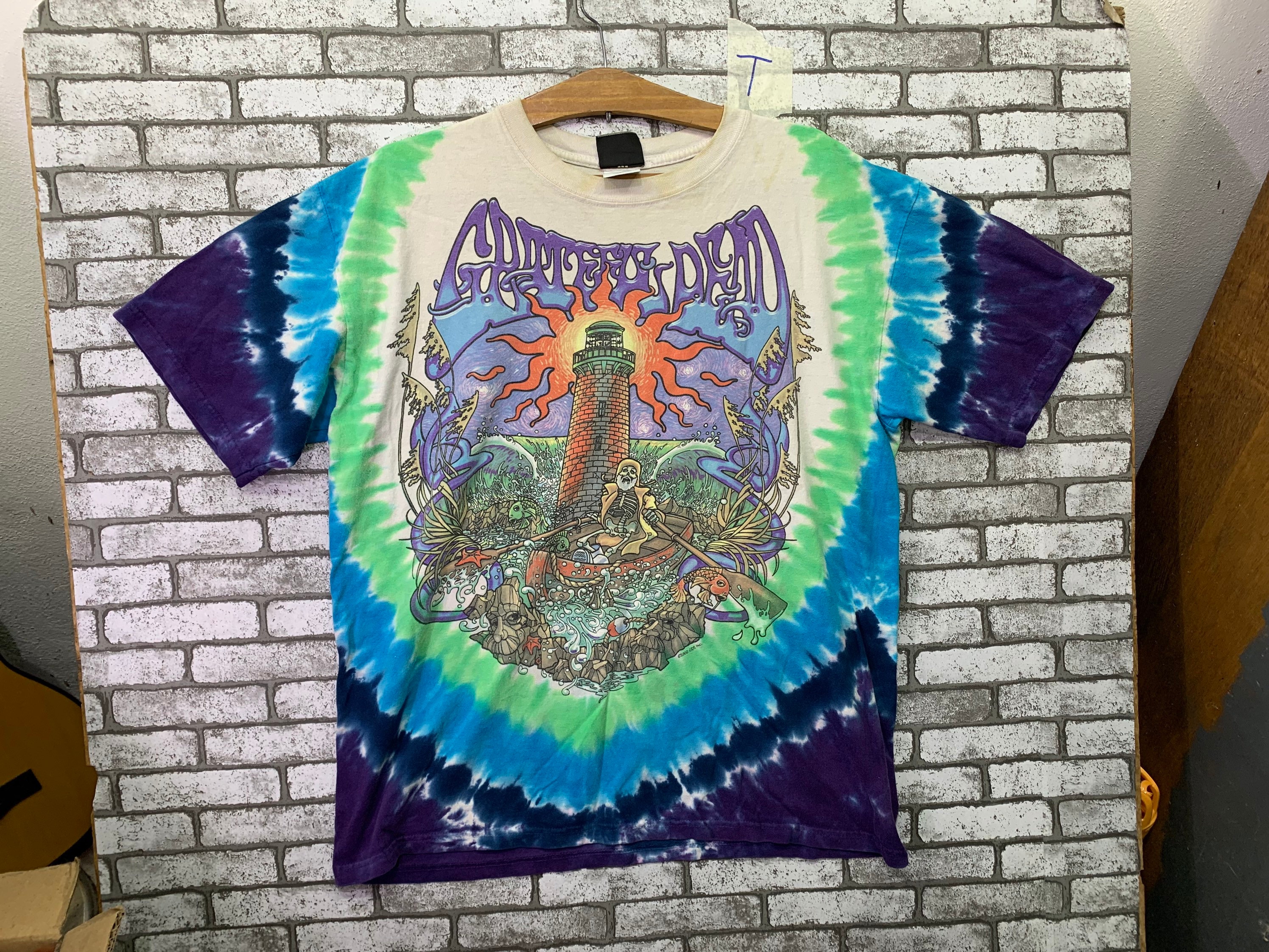 Vintage Grateful Dead 2000 Liquid Blue Tie Dye Pirates Design