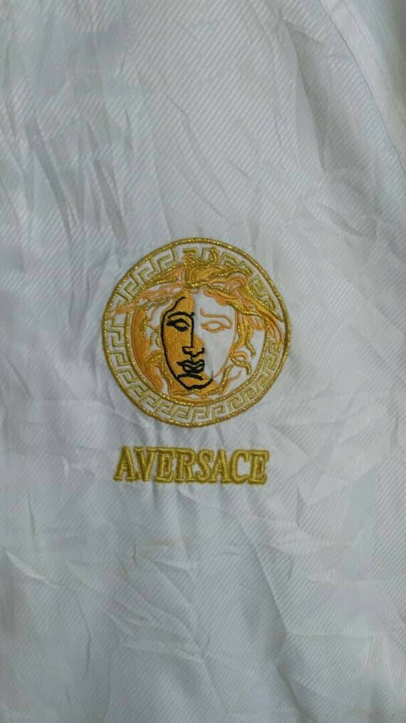 Buy Rare!! A Versace Spellout Big Logo Embroidery Side Tape A 