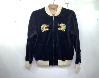 Vintage Sukajan Souvenier Jacket Japanese Tiger Mount Fuji Bombers Jacket M size