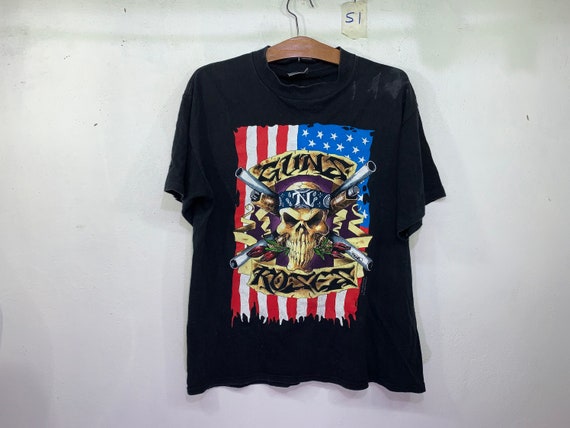 Vintage Guns N Roses American Flag Skull Tour 91-… - image 1
