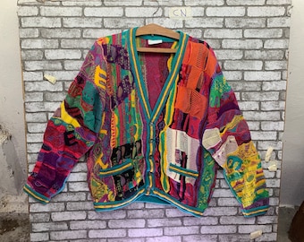 【Vintage】COOGI 3D KNIT CARDIGAN Vintage Coogi Australia Cardigan Sweater Pure Wool 3D Knit