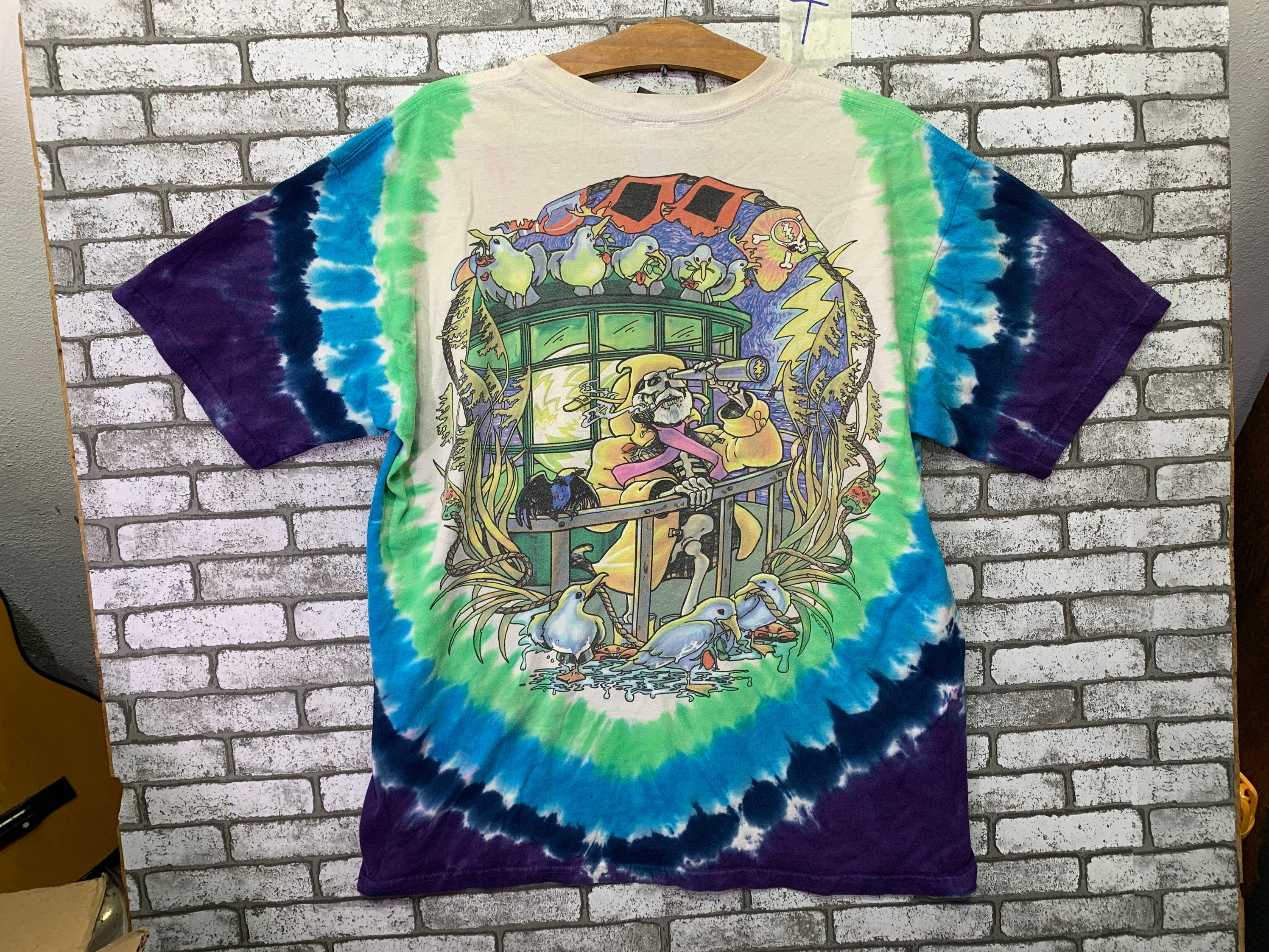 Vintage Grateful Dead 2000 Liquid Blue Tie Dye Pirates Design