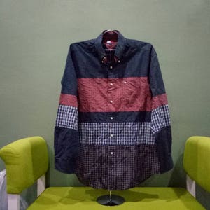 Koszula Vintage Tommy Hilfiger Patchwork z długim rękawem w wielu kolorach