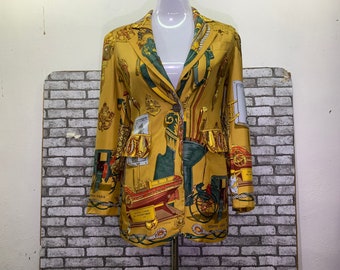 エルメス シルクスカーフ カレ90「ナポレオン」ブラウン シルク