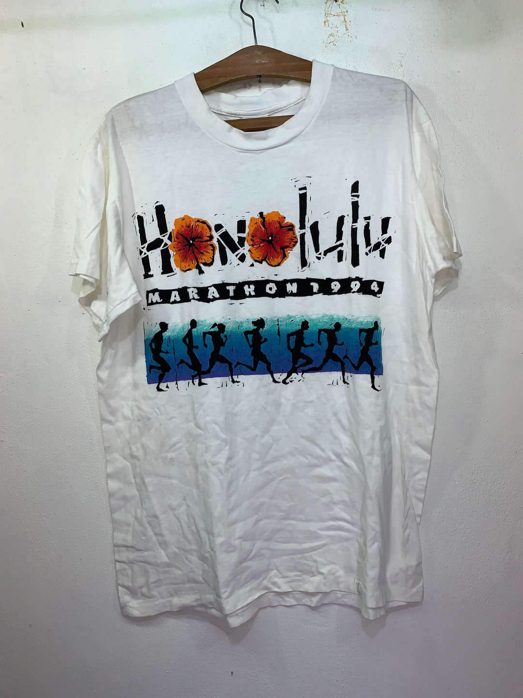 Vintage Nike Honolulu Hawaii Marathon 1994 Grey Tag T shirt L Etsy